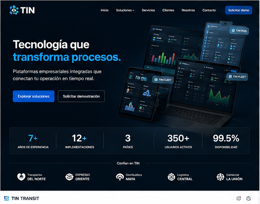 TIN mostrado como plataforma empresarial dentro del sistema